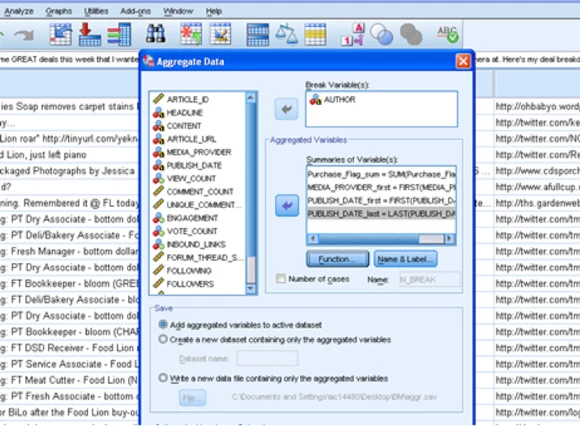 用 SPSS Base Aggregate 函数将评论数据聚合到用户 ID 级别