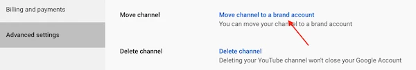 Move channel to a brand account