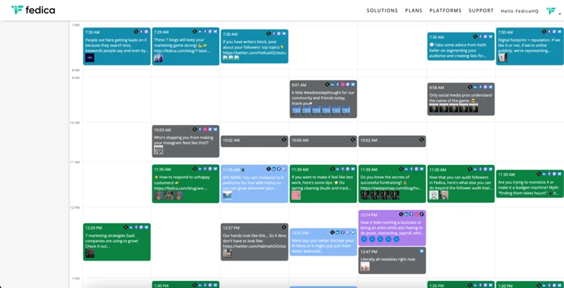 Fedica calendar for twitter management