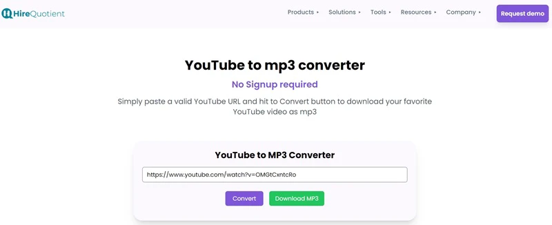 HireQuotient YouTube 到 MP3 转换器