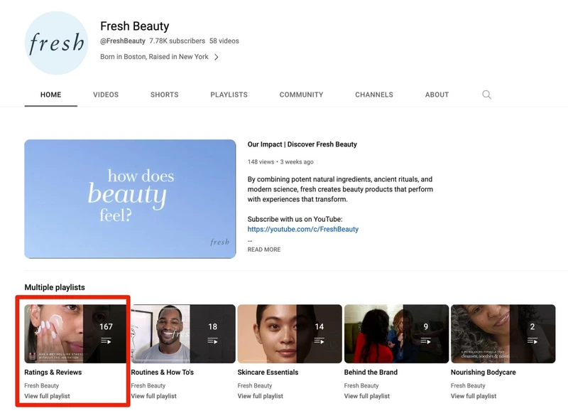 Fresh Beauty的YouTube频道截图