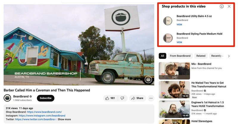 Beardbrand的YouTube频道截图